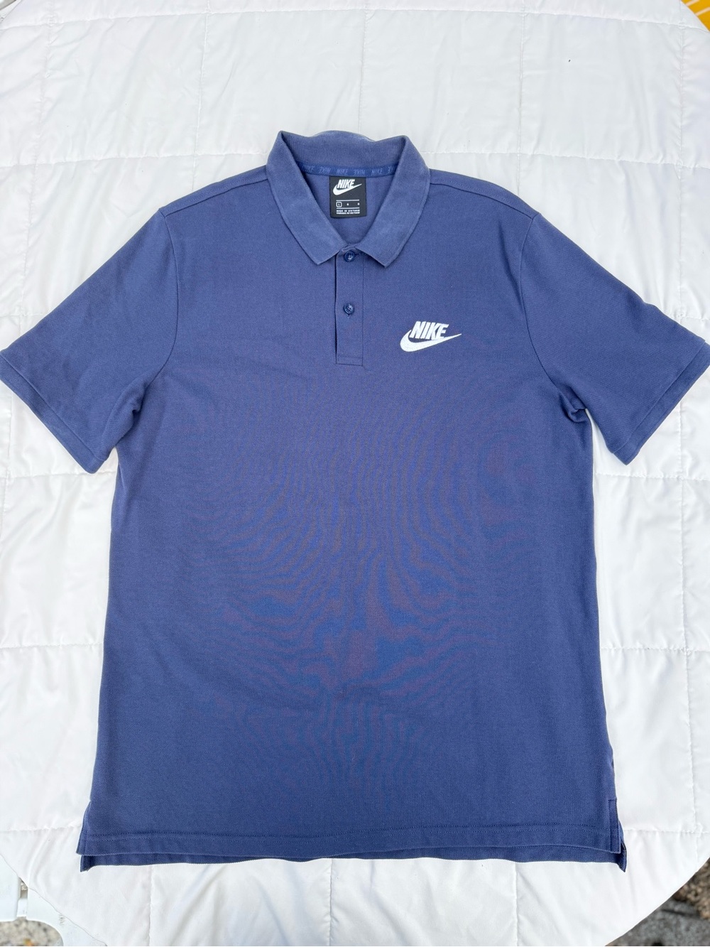 Nike Men's Blue Polo with White Swoosh